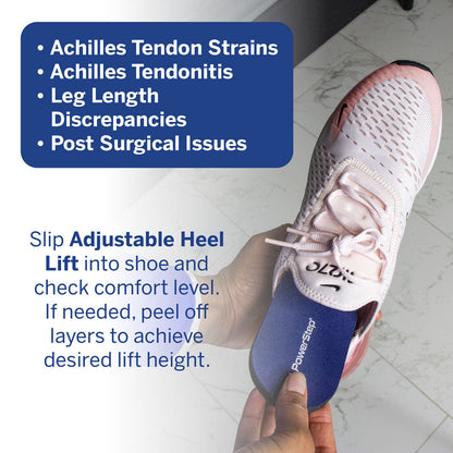 PowerStep Adjustable Heel Lift | Heel Cushion for Heel Pain & Heel Height Adjustment