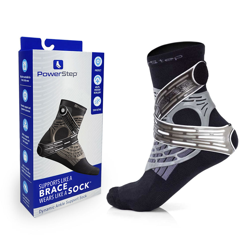 PowerStep Dynamic Ankle Support Sock | Compression Sock & Ankle Support Brace for Ankle Pain and Injuries