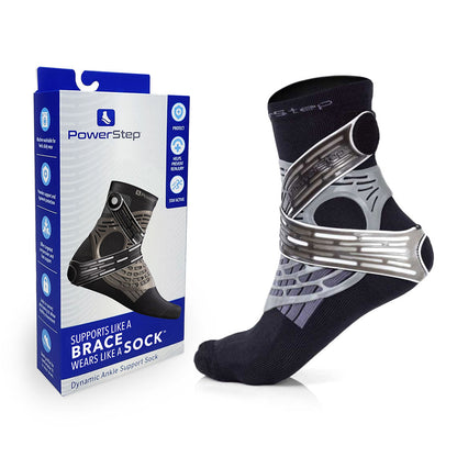 PowerStep Dynamic Ankle Support Sock | Compression Sock & Ankle Support Brace for Ankle Pain and Injuries
