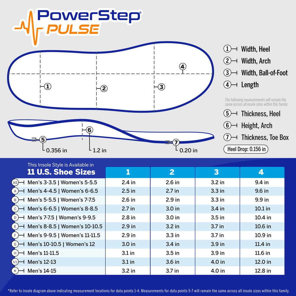 PowerStep PULSE Performance Insoles | Running Shoe Pain Relief Orthotic