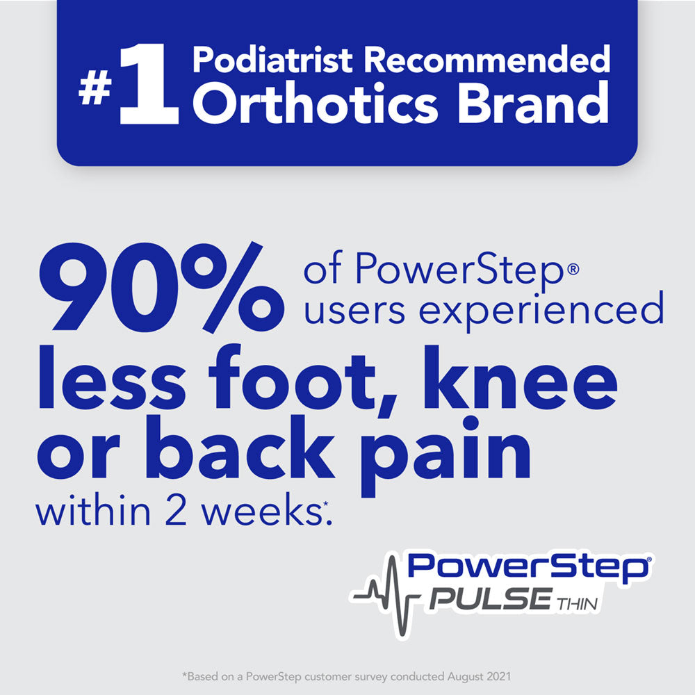PowerStep PULSE Thin Insoles | Arch Pain Relief Insert, For Cleats and Spikes