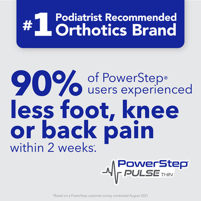 PowerStep PULSE Thin Insoles | Arch Pain Relief Insert, For Cleats and Spikes