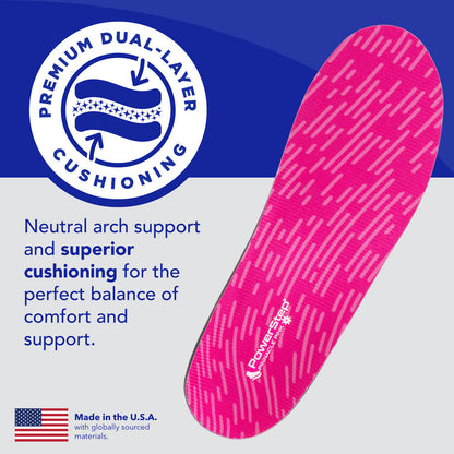 PowerStep Pink Insoles | Arch Pain Relief Orthotic for Women's Shoes