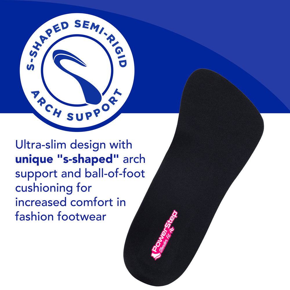 PowerStep SlenderFit 3/4 Insoles | Arch Support Shoe Insert for High Heels